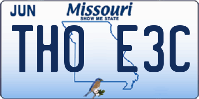 MO license plate TH0E3C
