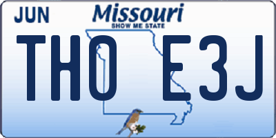 MO license plate TH0E3J