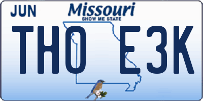 MO license plate TH0E3K
