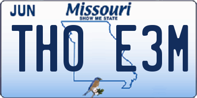 MO license plate TH0E3M