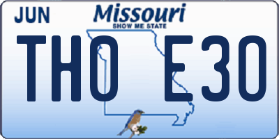 MO license plate TH0E3O