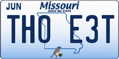 MO license plate TH0E3T