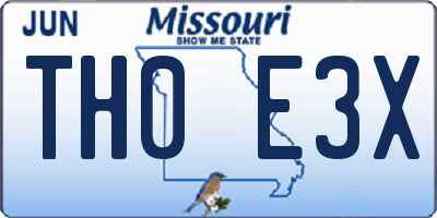 MO license plate TH0E3X