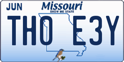 MO license plate TH0E3Y