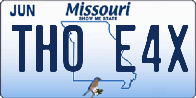 MO license plate TH0E4X
