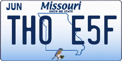 MO license plate TH0E5F