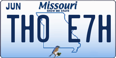 MO license plate TH0E7H