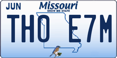 MO license plate TH0E7M