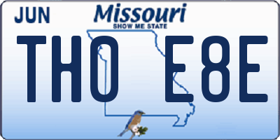 MO license plate TH0E8E