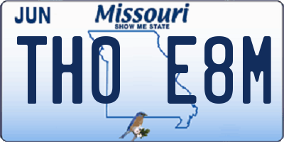 MO license plate TH0E8M