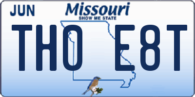 MO license plate TH0E8T