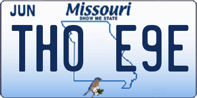 MO license plate TH0E9E