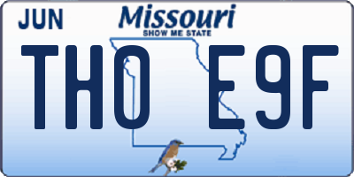 MO license plate TH0E9F