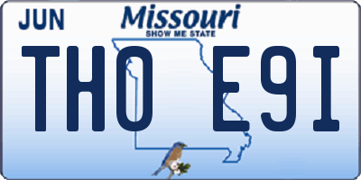 MO license plate TH0E9I