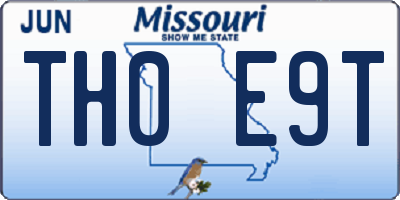 MO license plate TH0E9T