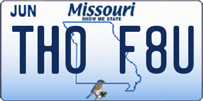 MO license plate TH0F8U