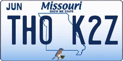 MO license plate TH0K2Z