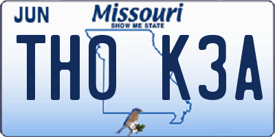 MO license plate TH0K3A