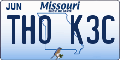 MO license plate TH0K3C