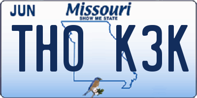 MO license plate TH0K3K