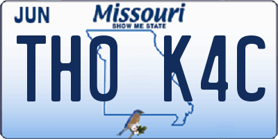 MO license plate TH0K4C