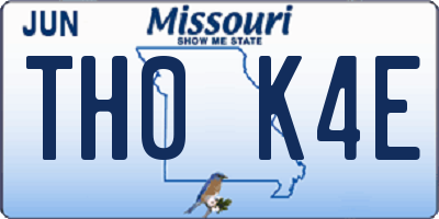 MO license plate TH0K4E