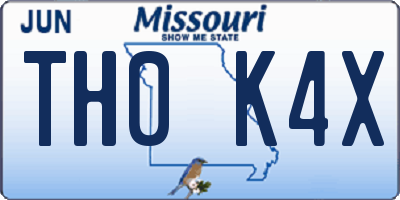 MO license plate TH0K4X