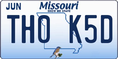MO license plate TH0K5D