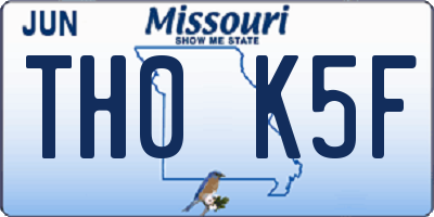 MO license plate TH0K5F