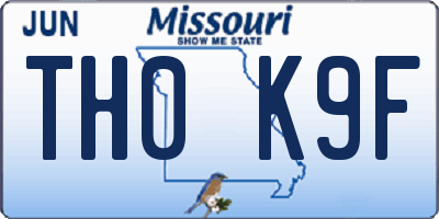 MO license plate TH0K9F