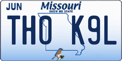 MO license plate TH0K9L
