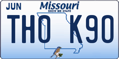 MO license plate TH0K9O
