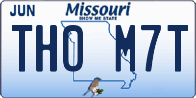 MO license plate TH0M7T