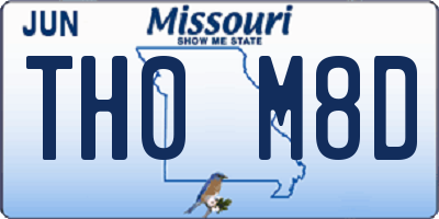MO license plate TH0M8D