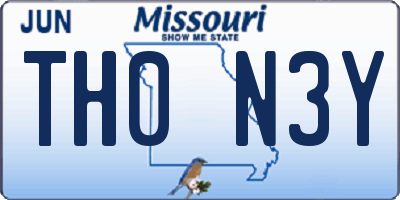 MO license plate TH0N3Y