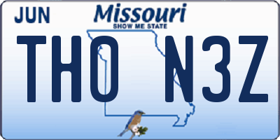 MO license plate TH0N3Z