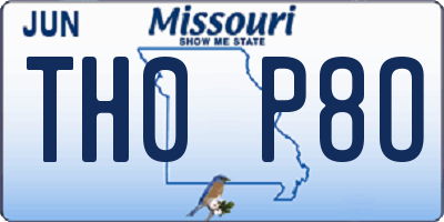 MO license plate TH0P8O