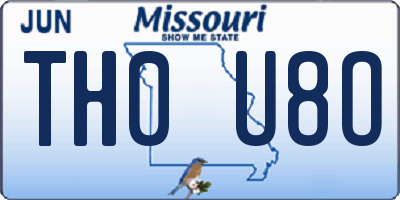 MO license plate TH0U8O