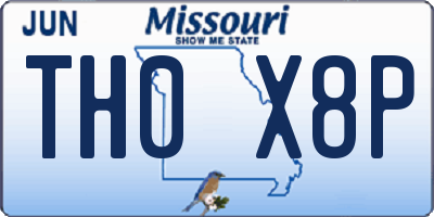 MO license plate TH0X8P