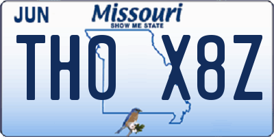 MO license plate TH0X8Z