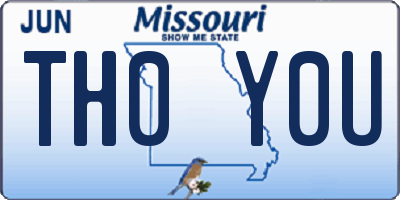 MO license plate TH0Y0U