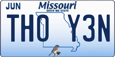 MO license plate TH0Y3N