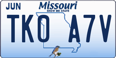 MO license plate TK0A7V