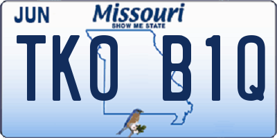 MO license plate TK0B1Q