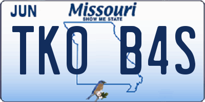 MO license plate TK0B4S