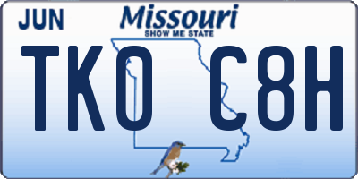 MO license plate TK0C8H