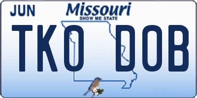 MO license plate TK0D0B