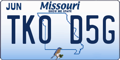 MO license plate TK0D5G