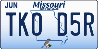 MO license plate TK0D5R