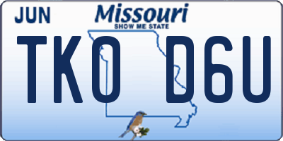 MO license plate TK0D6U